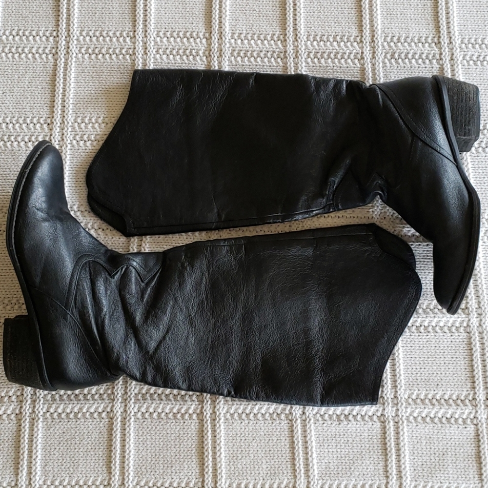 Black leather boots
